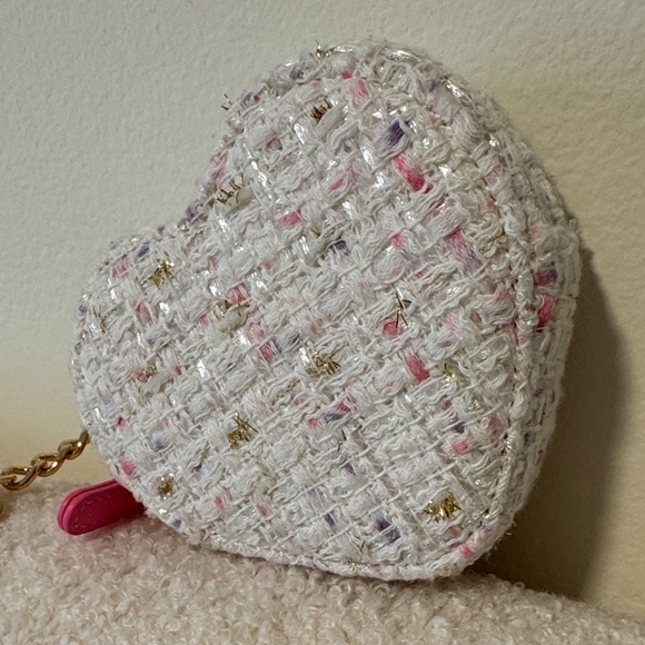 Stoney Clover Lane Heart-Shaped Tweed Coin Purse Bag Charm - Picture 2 of 6